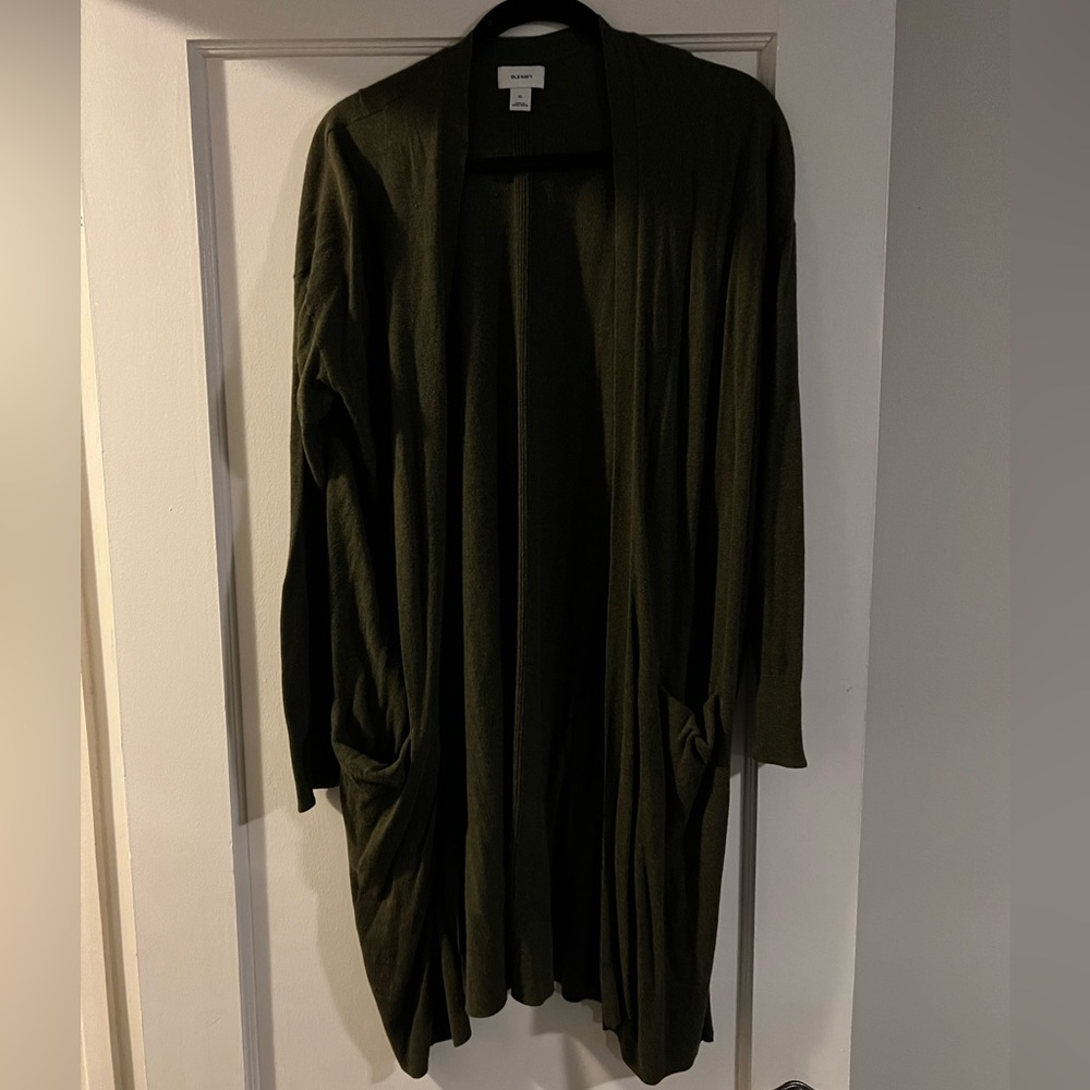 Forest green long cardigan
